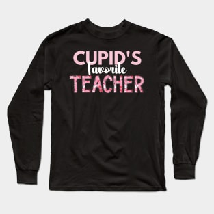 Teacher Valentine's "Cupid's Favorite Teacher" Heart Letters Long Sleeve T-Shirt